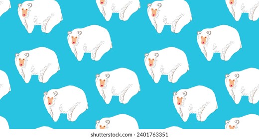 seamless pattern with polar bear in vector. wild animal from the north. For background, wallpaper, textile, print, wrapping. Series of animal images in flat style