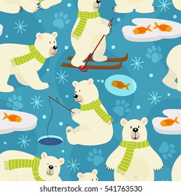 seamless pattern polar bear - vector illustration, eps