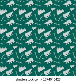 Seamless pattern with polar bears designed in minimalist flat style