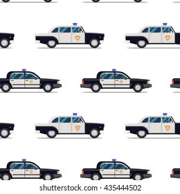 seamless pattern of police cars.