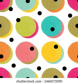 Seamless pattern, polka dot fabric, wallpaper, vector. Cheerful polka dot vector seamless pattern. Can be used in textile industry, paper, background, scrapbooking.