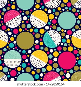 Seamless pattern, polka dot fabric, wallpaper, vector. Cheerful polka dot vector seamless pattern. Can be used in textile industry, paper, background, scrapbooking.