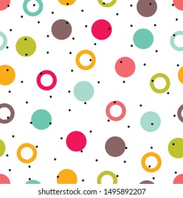 Seamless pattern, polka dot fabric, wallpaper, vector. Cheerful polka dot vector seamless pattern. Can be used in textile industry, paper, background, scrapbooking.