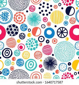 Seamless pattern, polka dot fabric, wallpaper, vector. Cheerful polka dot vector seamless pattern. Can be used in textile industry, paper, background, scrapbooking.