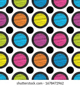 Seamless pattern, polka dot fabric, wallpaper, vector. Cheerful polka dot vector seamless pattern. Can be used in textile industry, paper, background, scrapbooking.