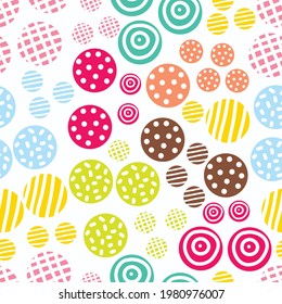 Seamless pattern, polka dot fabric, wallpaper, vector. Cheerful polka dot vector seamless pattern. Can be used in textile industry, paper, background, scrapbooking.