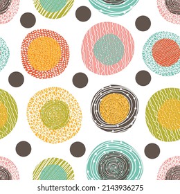 Seamless pattern, polka dot fabric, wallpaper, vector. Cheerful polka dot vector seamless pattern. Can be used in textile industry, paper, background, scrapbooking.