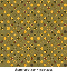 Seamless pattern, polka dot. Geometrical elements of round shape on a green background. For your design.