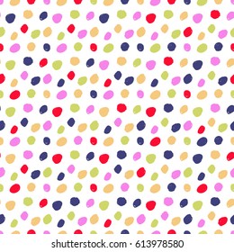 Seamless pattern with polka dot. Hand drawn dotted background. Vector illustration.