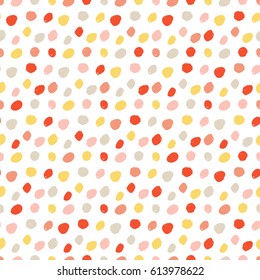 Seamless pattern with polka dot. Hand drawn dotted background. Vector illustration.