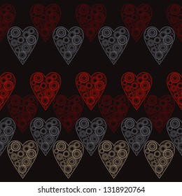 Seamless pattern. Polka dot. Hearts from circles. Valentine's day. Vector illustration. Can be used for wallpaper, textile, invitation card, web page background.