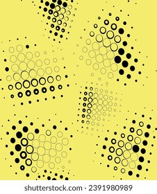 Seamless pattern with polka dot hearts on a golden background. Vector.