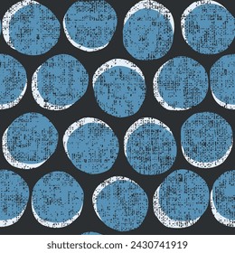 Seamless pattern with polka dot ornament.round shaped texture. Print for textile, wallpaper.Trendy scribble circle shapes of line pattern design.simple blue theme with white shadow effect polka dot.