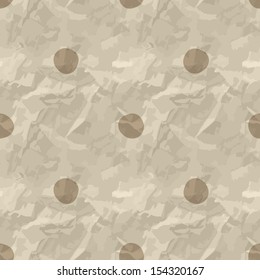 Seamless pattern with polka dot print. Repeating texture of crumpled paper. Vector background