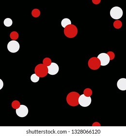 Seamless pattern in polka dot retro colors on black background. Vector illustration