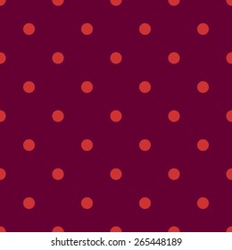 Seamless pattern polka dot style dark wine dark red and orange