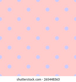 Seamless pattern polka dot style pale orange peach color and light pastel purple
