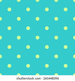 Seamless pattern polka dot style light blue and yellow green