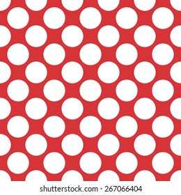 Seamless pattern polka dot style thick large circles on a monophonic background of red and white