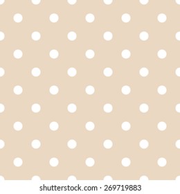 Seamless pattern polka dot style soft beige and white