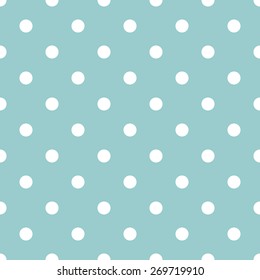 Seamless pattern polka dot style pale aquamarine gray and white