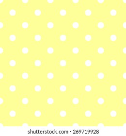 Seamless pattern polka dot style pale yellow and white