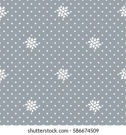 Seamless pattern. polka dot texture with flowers