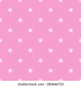 Seamless pattern polka dot three circles inside each other creates an illusion of depth of a light pink