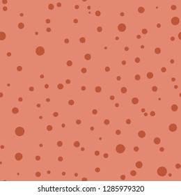 Seamless pattern with polka dot Trendy coral color Vector illustration.