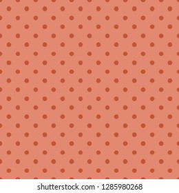 Seamless pattern with polka dot Trendy coral color Vector illustration.