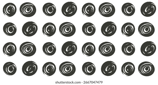 Seamless pattern with polka dots. Charcoal monochrome endless background. Black and white grunge dot repeat cover. Circles continuous ornament. Surface pattern geometric motif. Vector illustration.