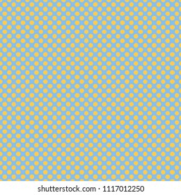 Seamless pattern with polka dots, circles, points. Classic tile ornament. Vector illustration. Design for printing on fabric, textiles, paper, wrapper. Yellow dots on blue background