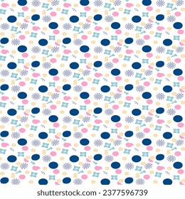 Seamless pattern with polka dots and circles. Vector illustration.
