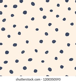 Seamless pattern in polka dots. Monochrome. Dry brush.
