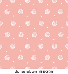 Seamless Pattern With Polka Dots On A Pink Background.