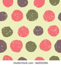 Seamless pattern with polka dots on a beige background. Vintage style.
