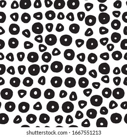 Seamless pattern polka dots repeat ink organic