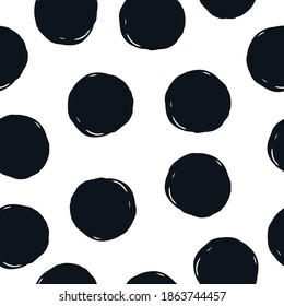 Seamless pattern polka dots rounded spots grunge effect isolated on white background style Modern design for textile dresses Fashion print clothes apparel greeting invitation card cover flyer poster