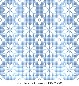 Seamless Pattern of polka dots with snowflakes. Vector  illustration