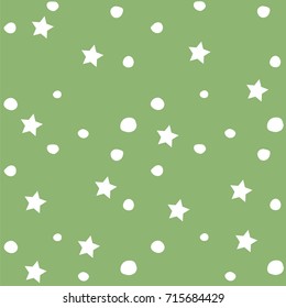 Seamless pattern of polka dots with stars background,vector 