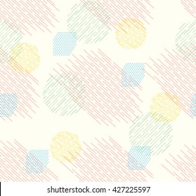 Seamless Pattern with polka dots and stripes. Abstract Background.