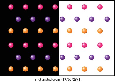 Seamless Pattern Polka Dots with three Colour and Black and white background. for Business Fabric, Textile, banner, etc