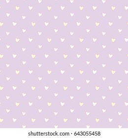 Seamless Pattern of Polka Hearts on Light Violet Background