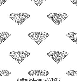 Seamless pattern of polygonal black diamonds on white background