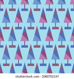 Seamless pattern with polygonal christmas tree. Festive background in pastel color. Design for cute wrapper paper, wallpapers, fabric, packing. Vector illustration