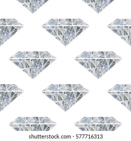 Seamless pattern of polygonal diamonds on white background