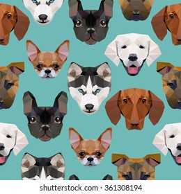 Seamless pattern - polygonal dogs