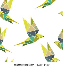 seamless pattern polygonal graphics bird. origami style 