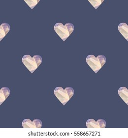 Seamless pattern of polygonal hearts. Happy Valentine's Day