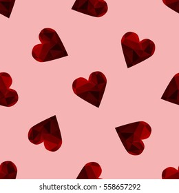 Seamless pattern of polygonal hearts. Happy Valentine's Day